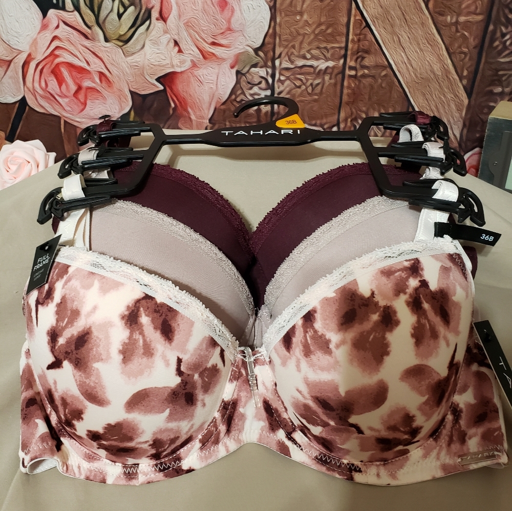NWT Tahari 3 Pack Full Frame Support Shape Bras Size 36B